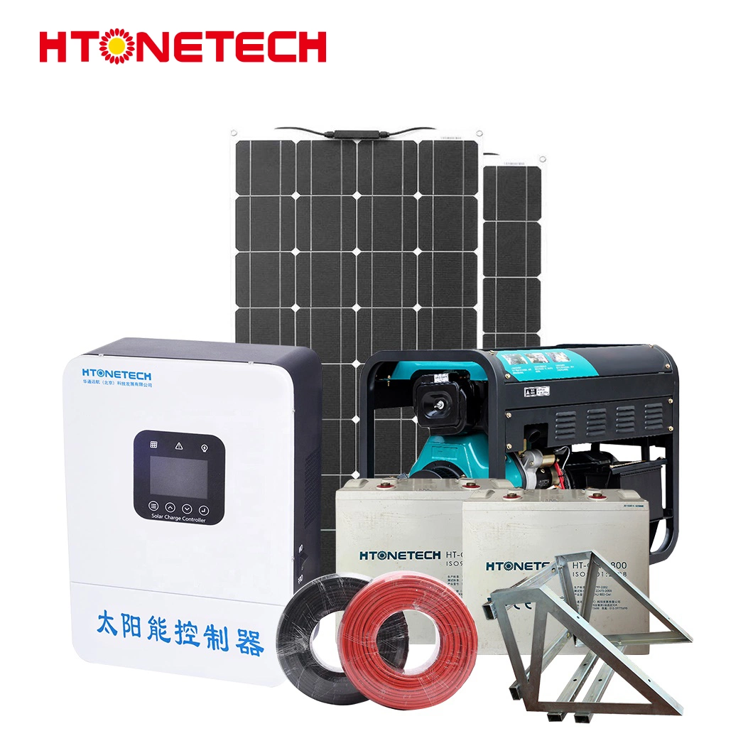 Htonetech 3kw off Grid Solar Power System China 30kwh 40kwh 50kwh Monocristaline Solar Cell Coustom 5,5kVA Generador Diesel 20 kW Sistema Solar en Grid Hybrid