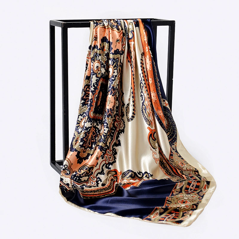 Custom Digital Printed 100% Natural Silk Square Scarfs for Lady Bufanda