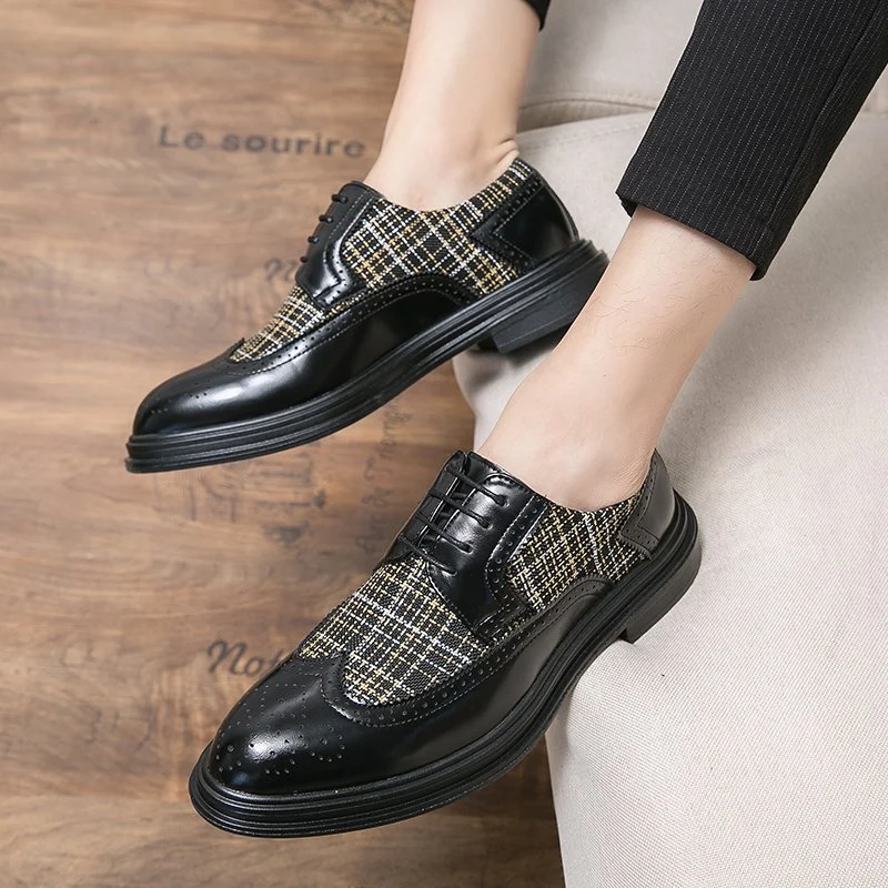 Male Fashion Leather Brock Dress Shoes for Men