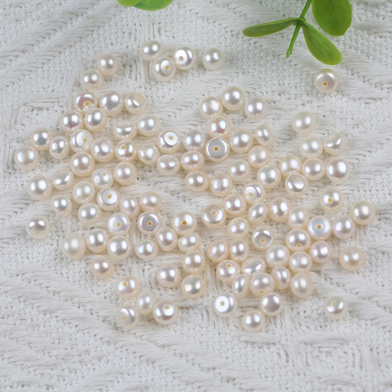 5-5.5mm White Button Shape Loose Pearl for Jewelry Making