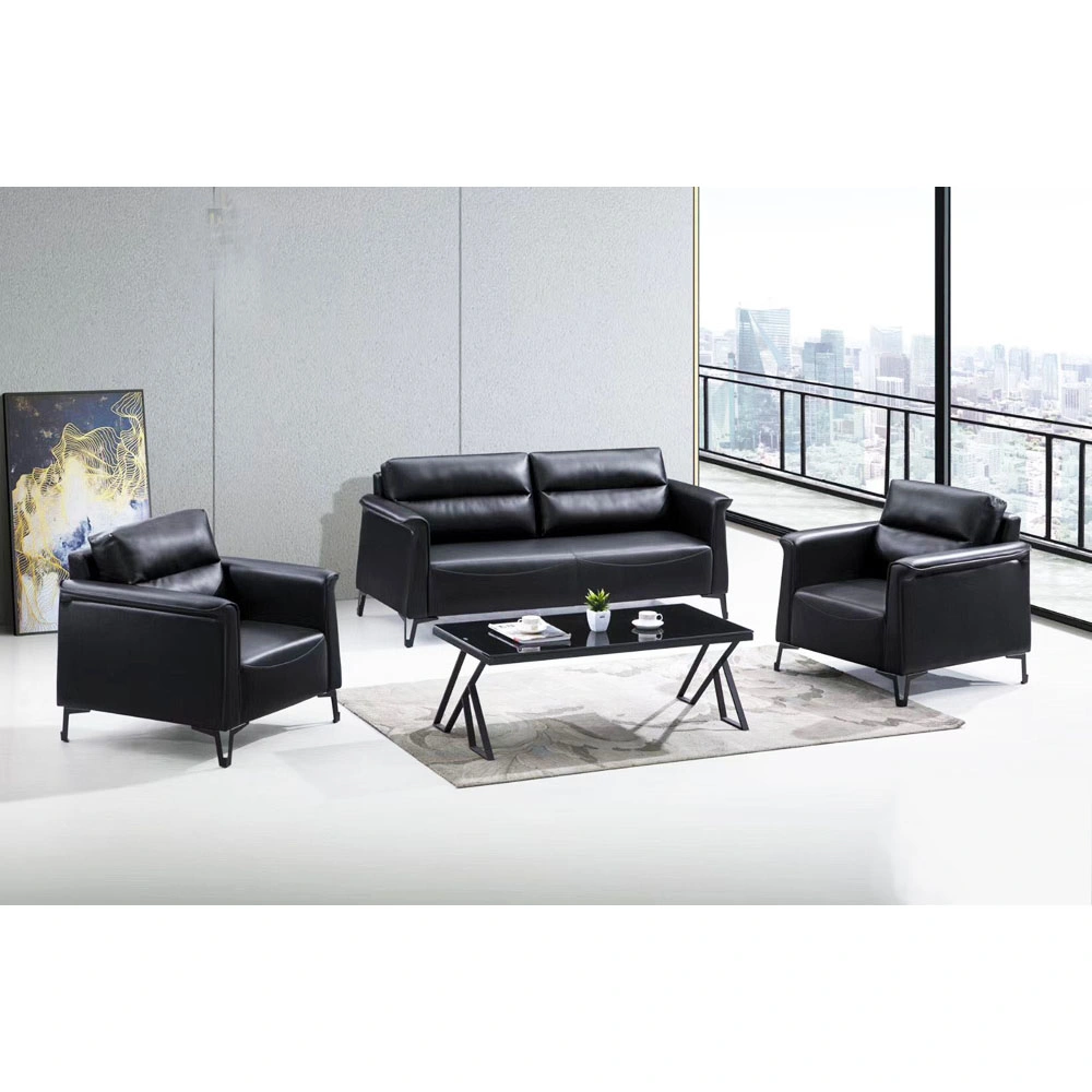 Hot Sell Modern Foshan Leather 1+1+3 Genenie Italian Leather Office Sofa Set