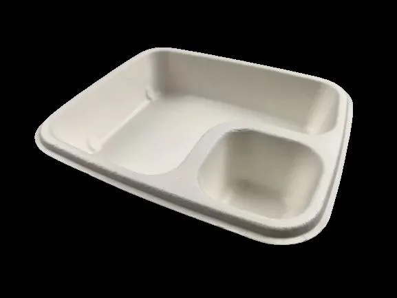 190*170*40mm Sauce Groove Snack Food Tray Disposable Bagasse Pulp Fries Fried Chicken Food Tray with Sauce Groove Salad Box