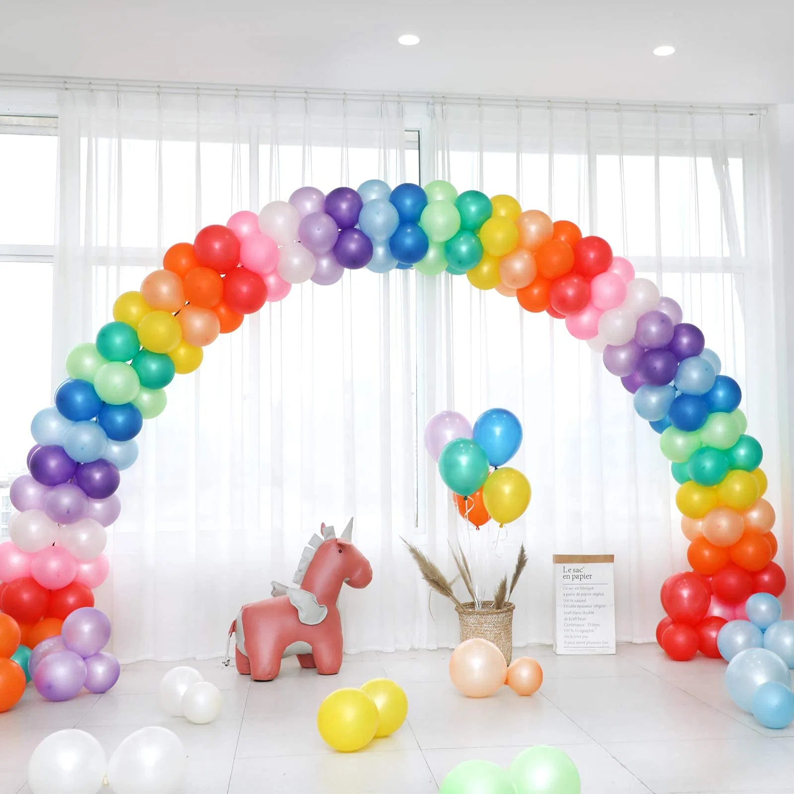 Rainbow Latex Balloons, Bright Color Party Balloons for Birthday Baby Shower Wedding Party Supplies Arch Garland Decoration 120pieces Assorted Color 12 Inches