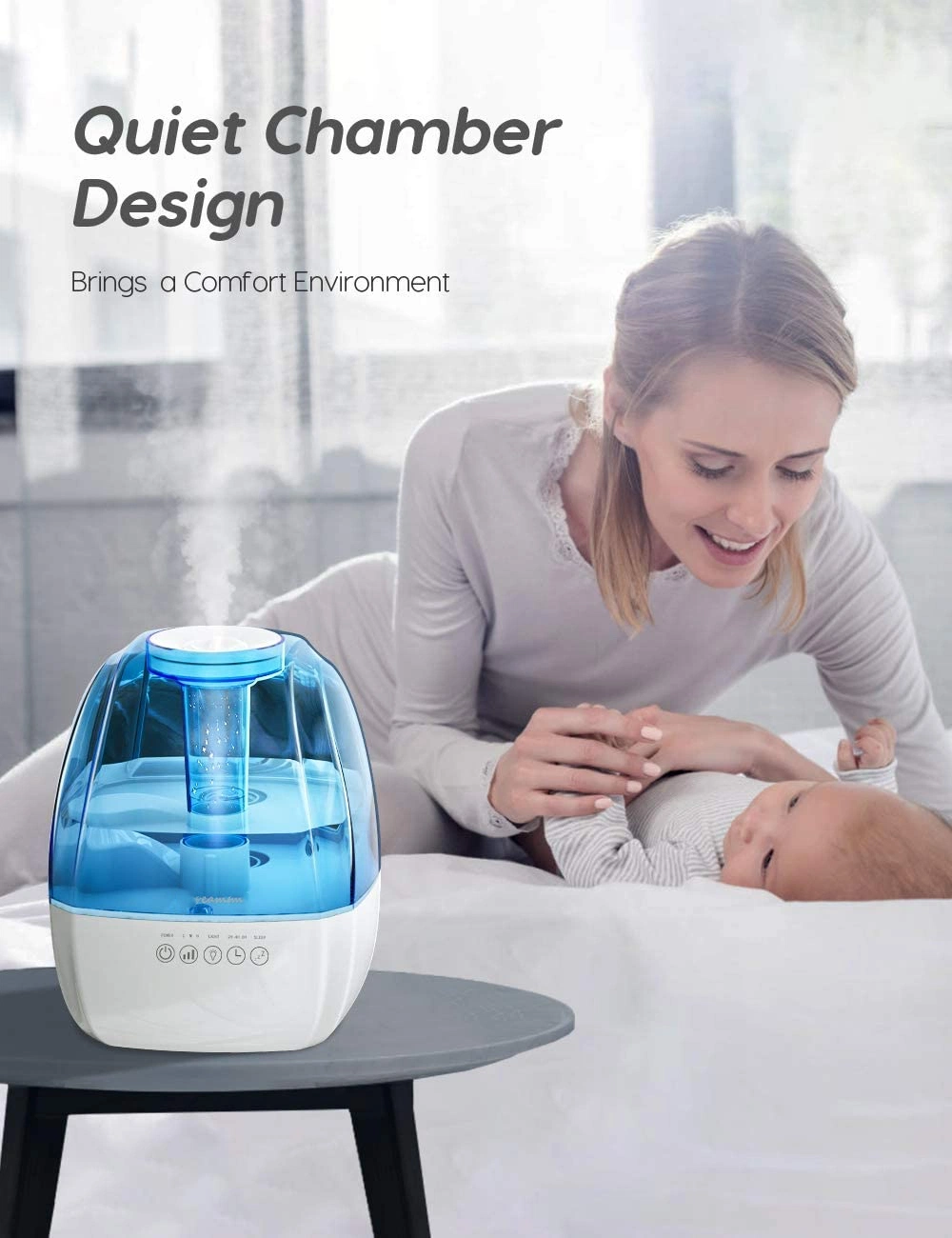 Big Tank Cap Sprayer Low-Energy Consumpt Home Appliance Small Bedroom Filterless Air Humidifier