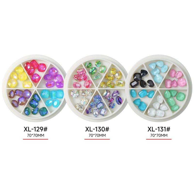 Nail Tip Bottom Aurora Crystal Magic Color Alloy Jewelry Moka Drill Explosion Net Red Six Lattice Disc Diamond Decorations