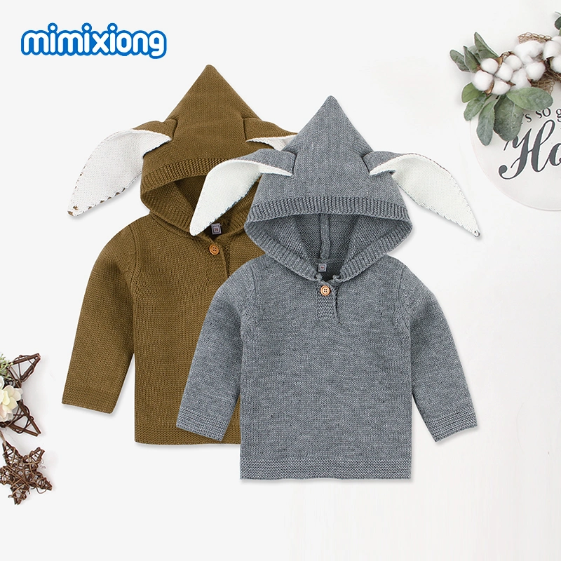 Factory High quality/High cost performance  Toddler Child Solid Color Pullover Sweater with Cute Hood Accept Customization