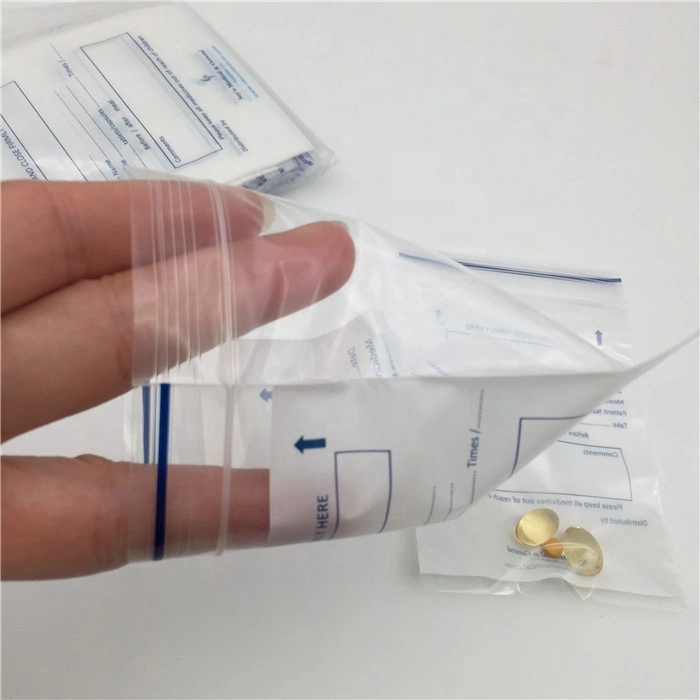 Custom Logo PE wiederverschließbare Kunststoff Apotheke LDPE Medizin Lagerung Pillen Tasche Verpackung Ziplock Taschen Beutel