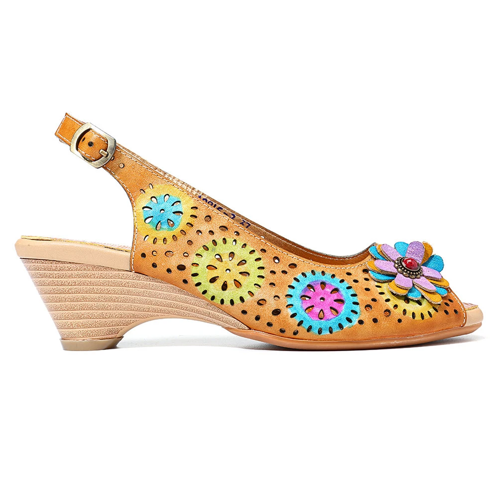 Fashion Flower Pattern Belt Buckle Shoes Hollow out Sandals