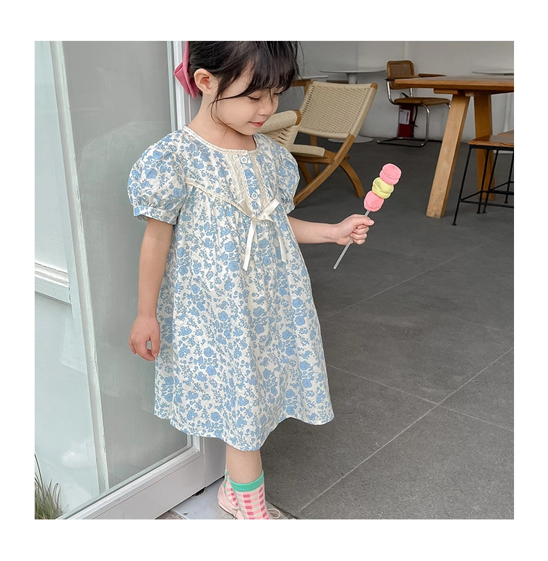 Fresh Floral Girls Dress Summer New Lace Children's Dress Baby Clothes