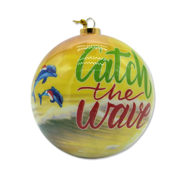 Custom Printing Árvore de Natal decoração Loja de recordações Sea Turtle Beach Bola de Natal em espuma de 8 cm