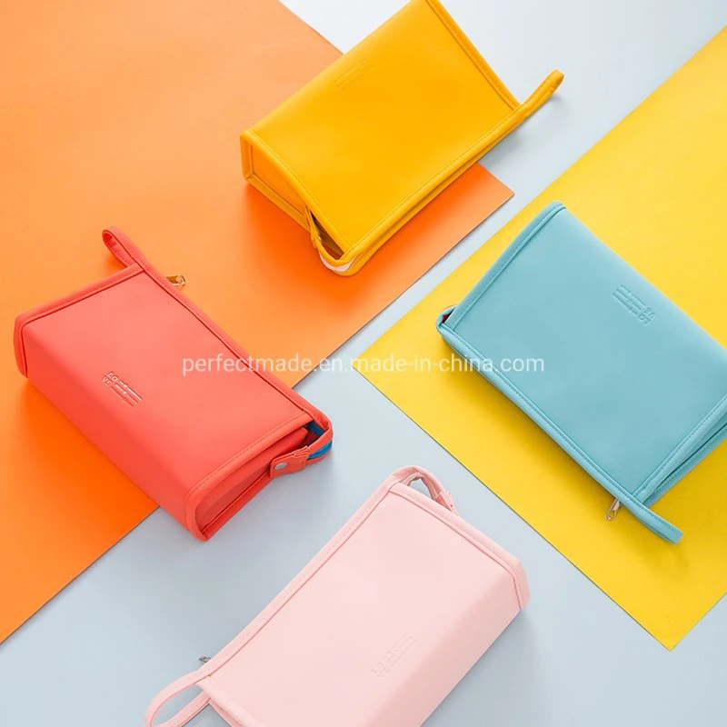 OEM Zipper Cute Portable Travel PU Leather Bag Cosmetic Makeup Pouch