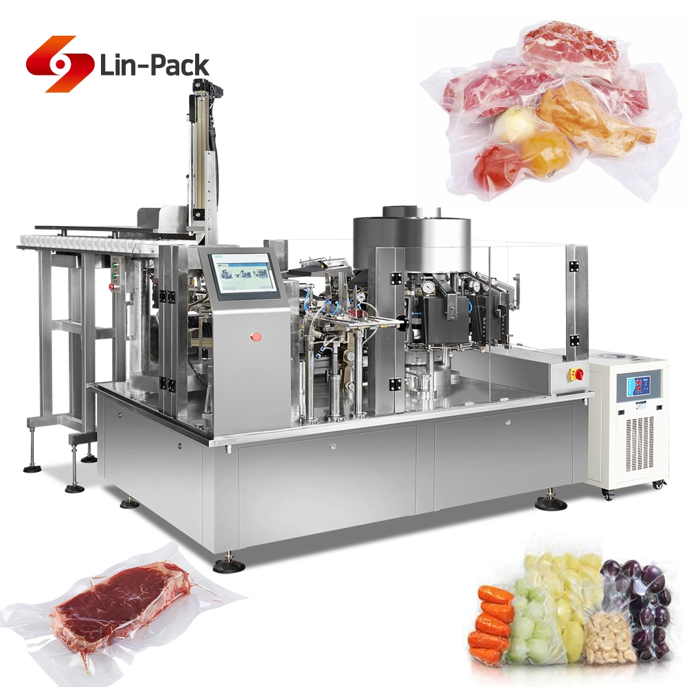 Automatic Premade Pouch Rotary Vegetable Seafood Cheese Vacuum Packing Machine