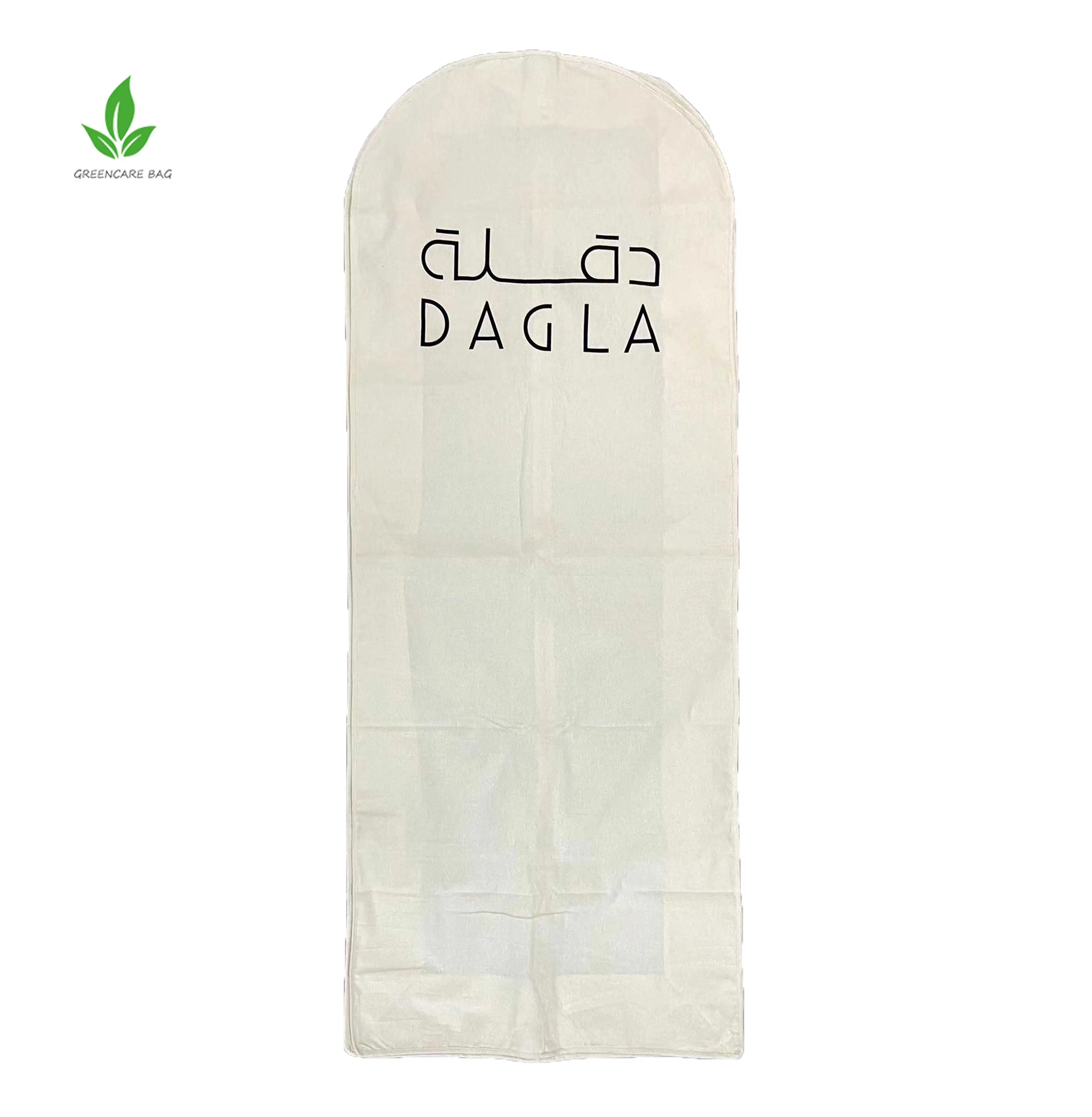 2023 New Fashion Personalized Custom Printed Suit Cover Wedding Dress Dustproof Linen Reusable Cotton Garment Bag