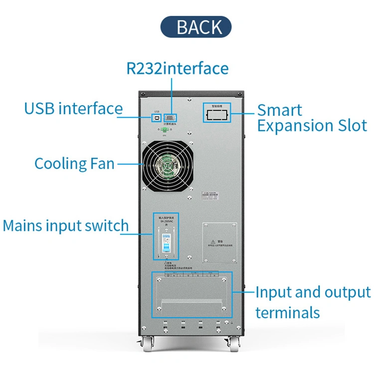 110V/220V Entrada e saída monofásica 6kVA DIN UPS de serviço UPS Online de alta frequência