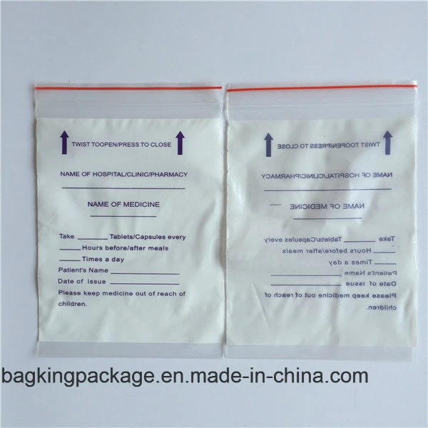 LDPE fábrica de plástico bolsas de medicamentos de venta de medicamentos/ /Bolsa Zip Lock envuelve a la píldora de medicamento Bolsa /Bolsa Bolsa de la cápsula de la bolsa con cremallera