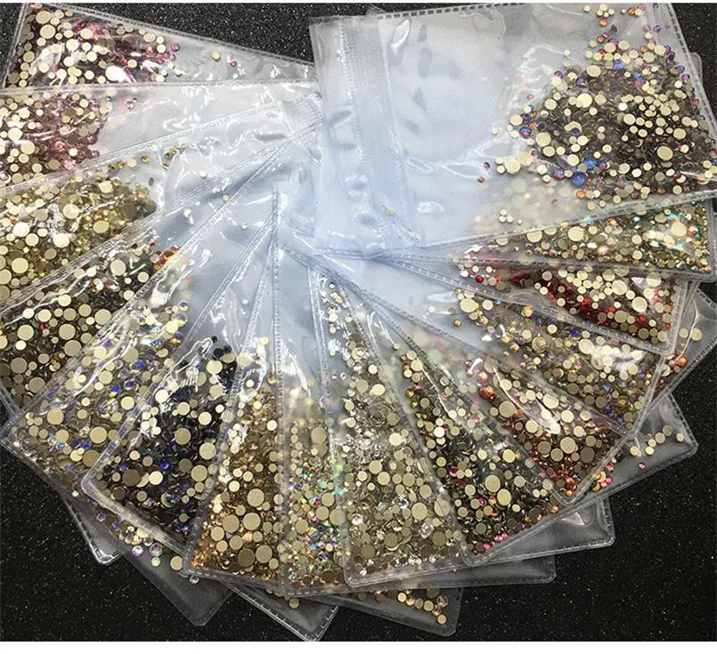 1000PCS Ensemble de diamants d'art d'ongle à fond plat, Strass d'art d'ongle colorés Th8218.