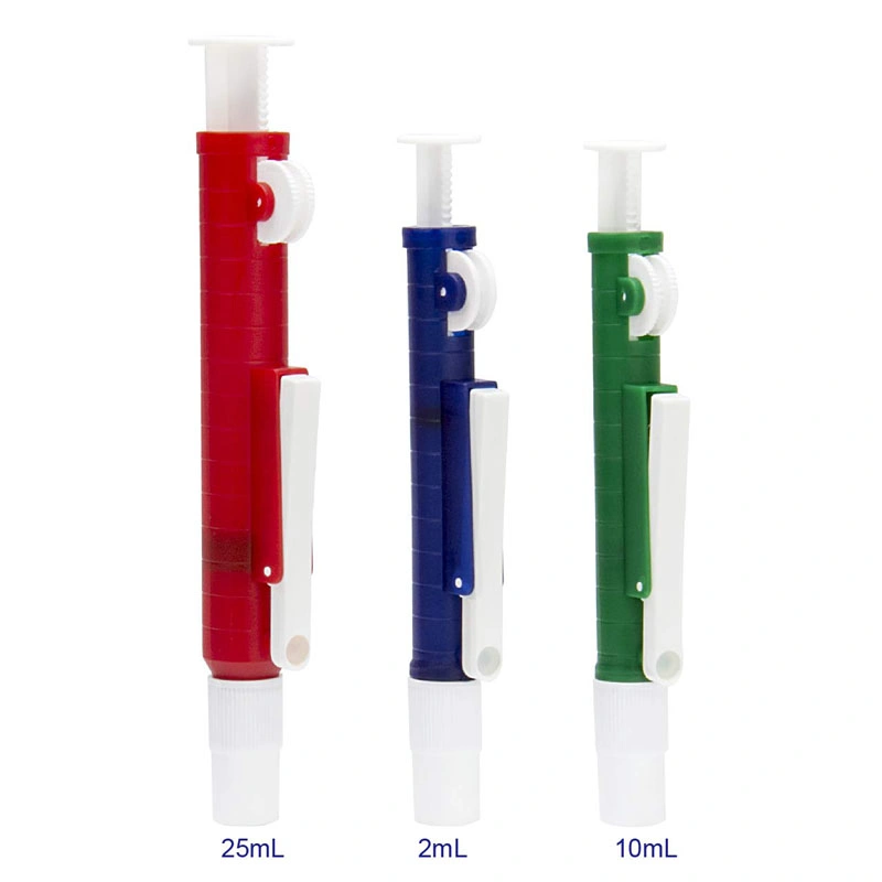 High Precision 2ml 10ml 25ml Red Green Blue Thumbwheel Design Manual Pipette Pump