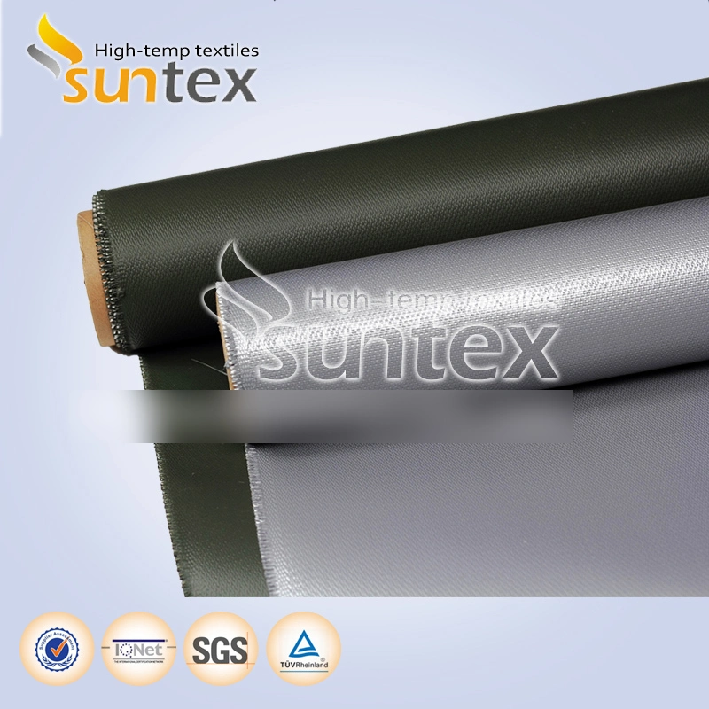 Black 0.42mm E-Glass Fire Resistance Coated Fire Blanket Waterproof Double Sided Fiberglass Insulation