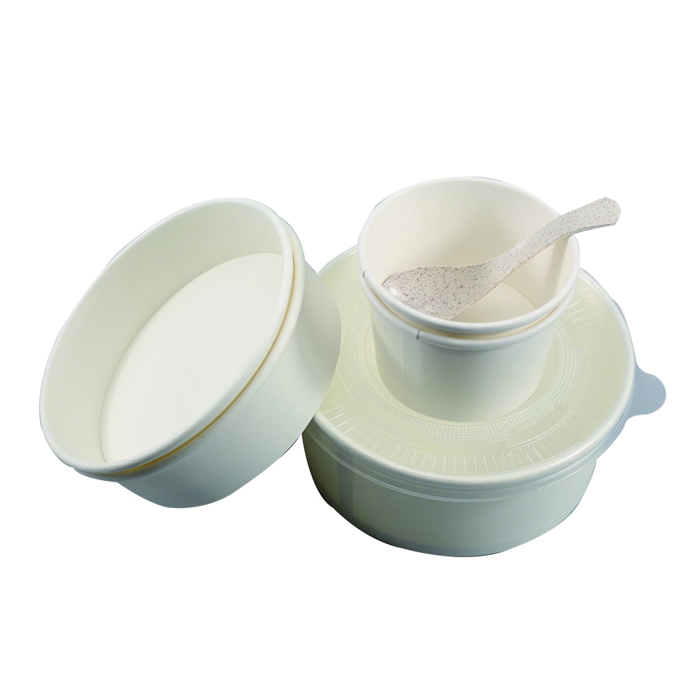 Customized Waterproof Kraft White Paper Salad Bowl with Lids