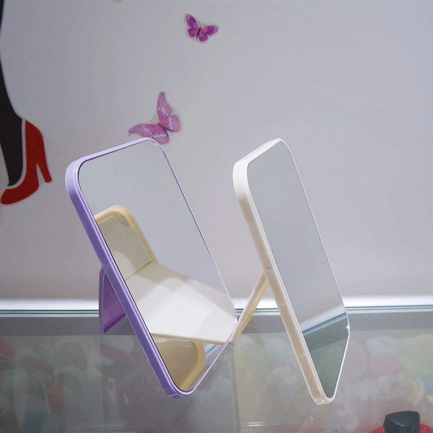 Modern Round Bathroom Desktop Foldable Cosmetic Mirror Plastic