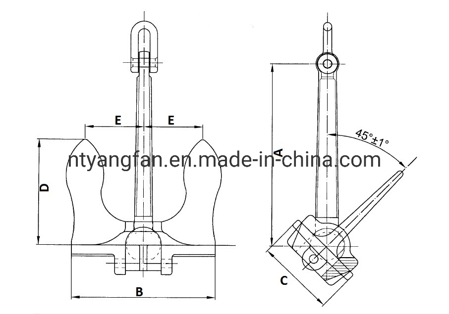 Black Bitumen Paint Casting Steel Baldt Stockless Marine Ship Anchor