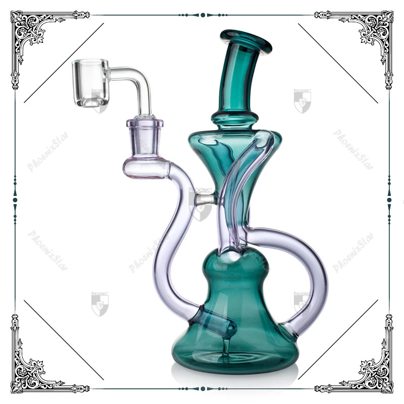 Phoenix Glass Factory Wholesale/Supplier 8 pulgadas Recycler vidrio fumar agua Tubería caliente vende aceite DAB Rig con 14mm Quartz Banger