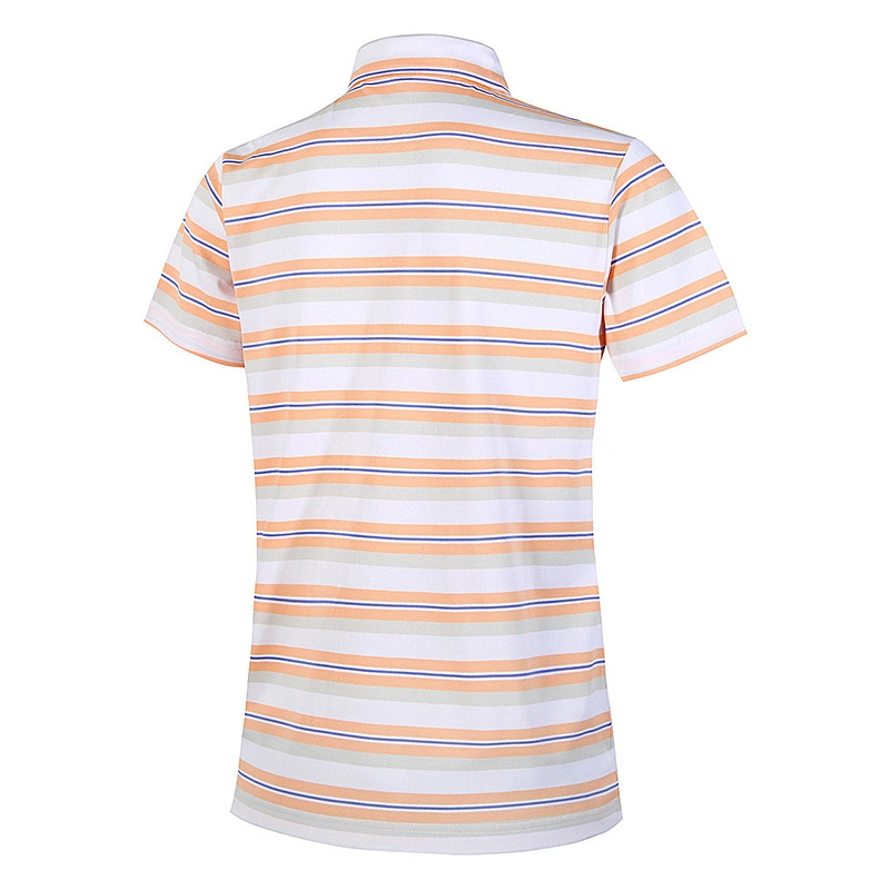 Polo personalizado casual de ajuste estreito em algodão Pique Stripes para Para homem