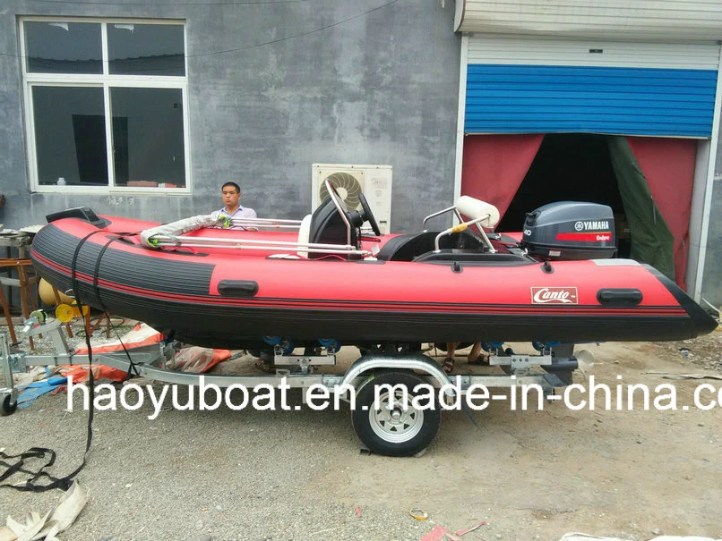 Barco Haoyu 14ft rígido Rib barco con casco de fibra de vidrio de 4,3 m Ce bote hinchable