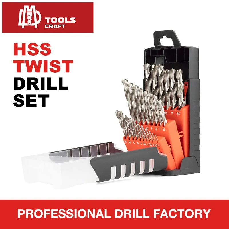 25PCS HSS Twist Drill Bits Set with Metal Box