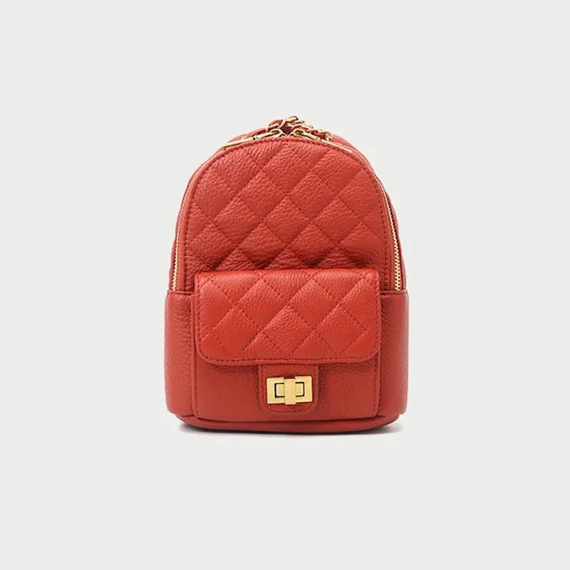 Hot Selling Leather Rhombus Check Cute College Mini Backpack for Women, Mini Backpacks for Girls Stylishs, Lady Mini Backpack