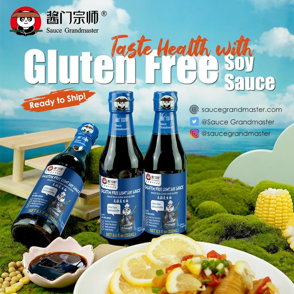 500 ml de salsa de cerveza, naturalmente, el Gran Maestro de la luz libre de gluten Mayorista/Proveedor de salsa de soja con el precio de fábrica