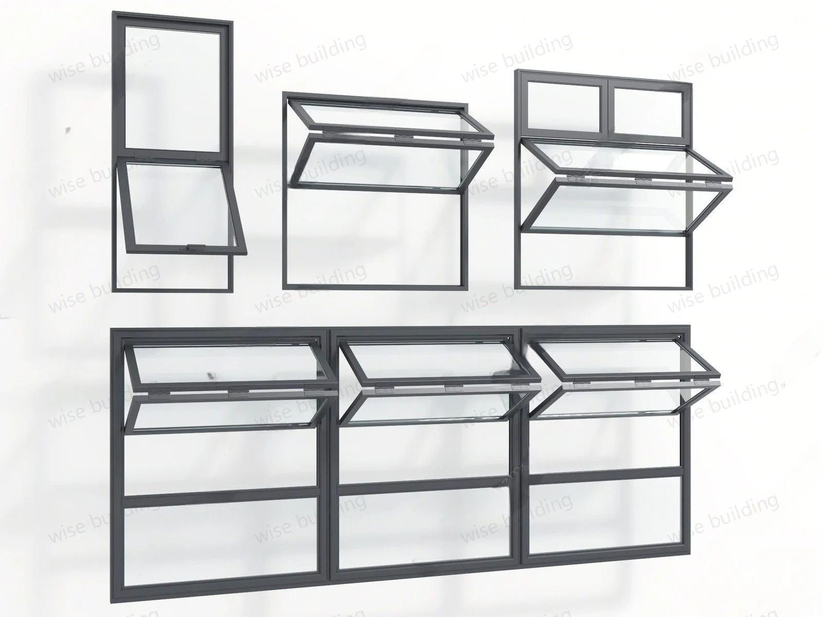 Vertical Sliding Window Aluminum Double Glass up-Down Folding Accordion Hurricane Windows