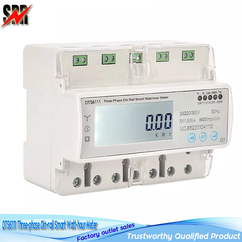 Dts6111 Three-Phase Four-Wire Active 7p DIN-Rail Electronic Kwh Watt-Hour Energy Meter