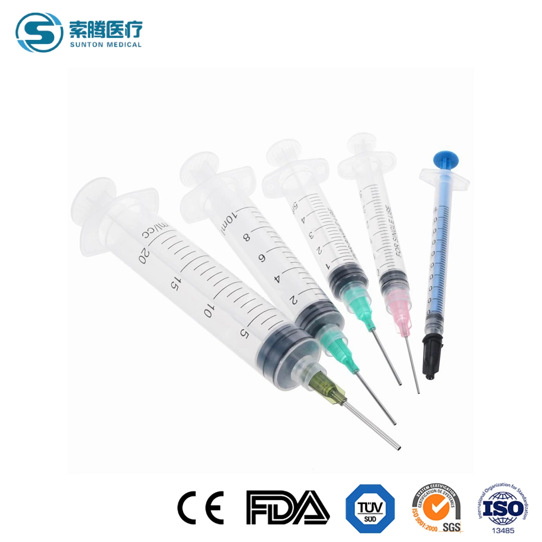 Disposable Medical Instruments Plastic Sterile Syringe 1, 3, 5, 10 Ml, Luer Slip/Lock, with/Without Needles, 3 Parts with CE, ISO Safety Injection
