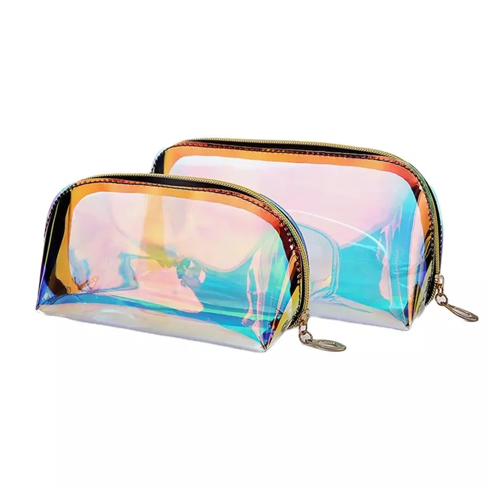 Holographic Waterproof Private Label Travel Plastic PVC Clear Cosmetic Bag