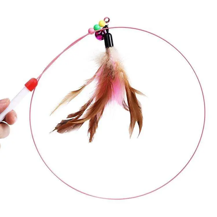 Pet Feather Cat Toy Stick Wire Material Colored Stick Cat Toy