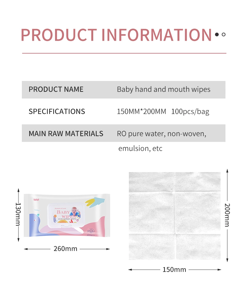 100 ШТ. в упаковке OEM Soft Cleaning Baby Skin Care Wet Салфетки