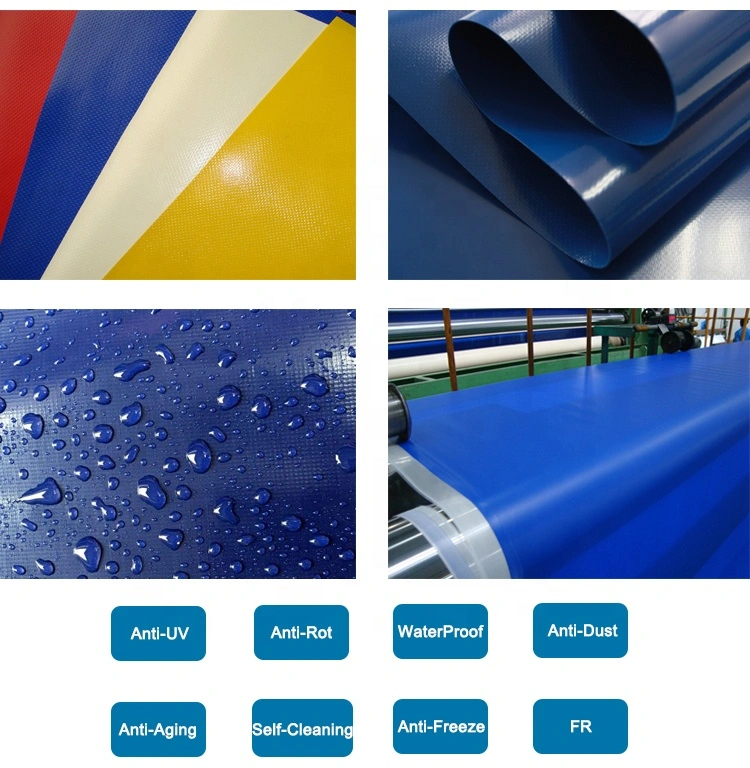 300gsm-1200GSM Azul Verde Protección impermeable cubierta de PVC tarpaulin