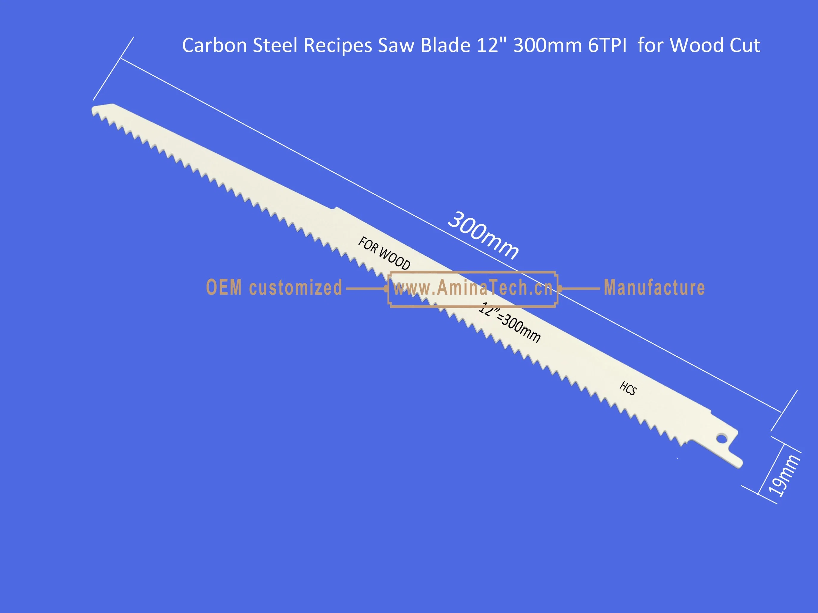 Carbon Steel Rezepte Sägeblatt 12" 300mm 6TPI für Holz Schneiden, Reciprocating, Säbelsäge, Elektrowerkzeuge