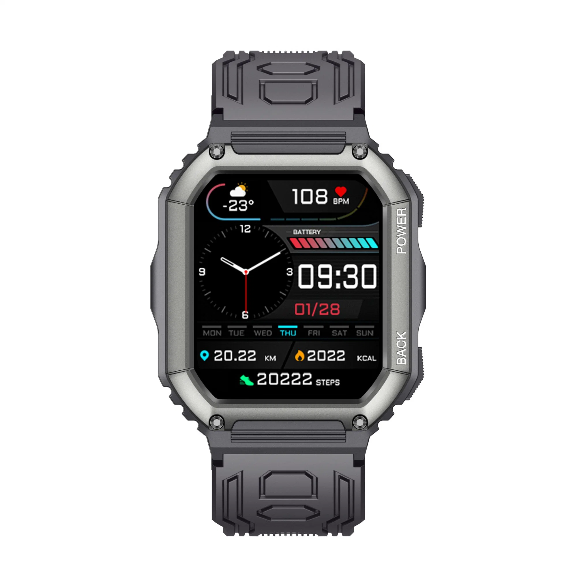 Kr06 1,8inch IPS HD Sports Ver Bt Music Play Heart Calificar Smartwatch