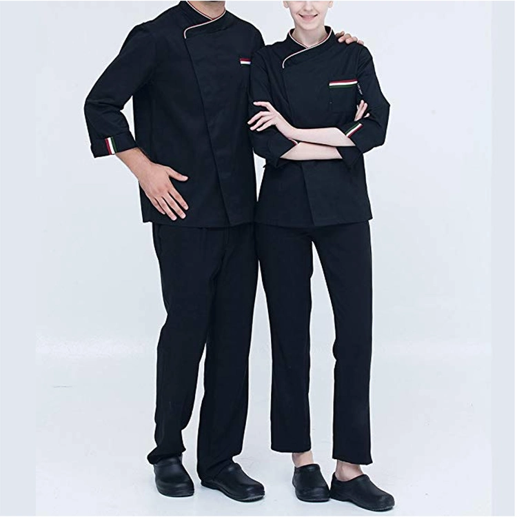 Unisex Coffee Waiter Service Jacket Workwear Double-Breasted Working Chef Shirt Uniform for Restaurant Hotel Bar