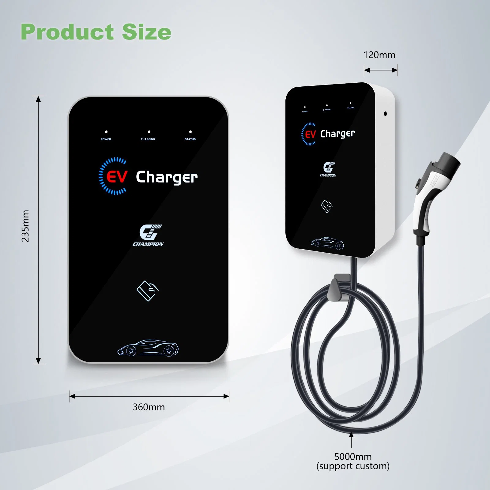 Chargeur mural AC IP54 populaire pour station de recharge de voiture électrique 7 kW avec contrôle d'application, carte RFID en option avec Ocpp.