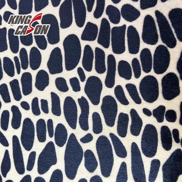 Kingcason Poly One Side Brush Short Hair Leopard Print Fleece Fabric