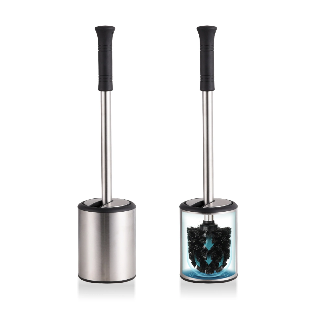 Stainless Steel Round Hotel Cleaning Toilet Brush Holder Set