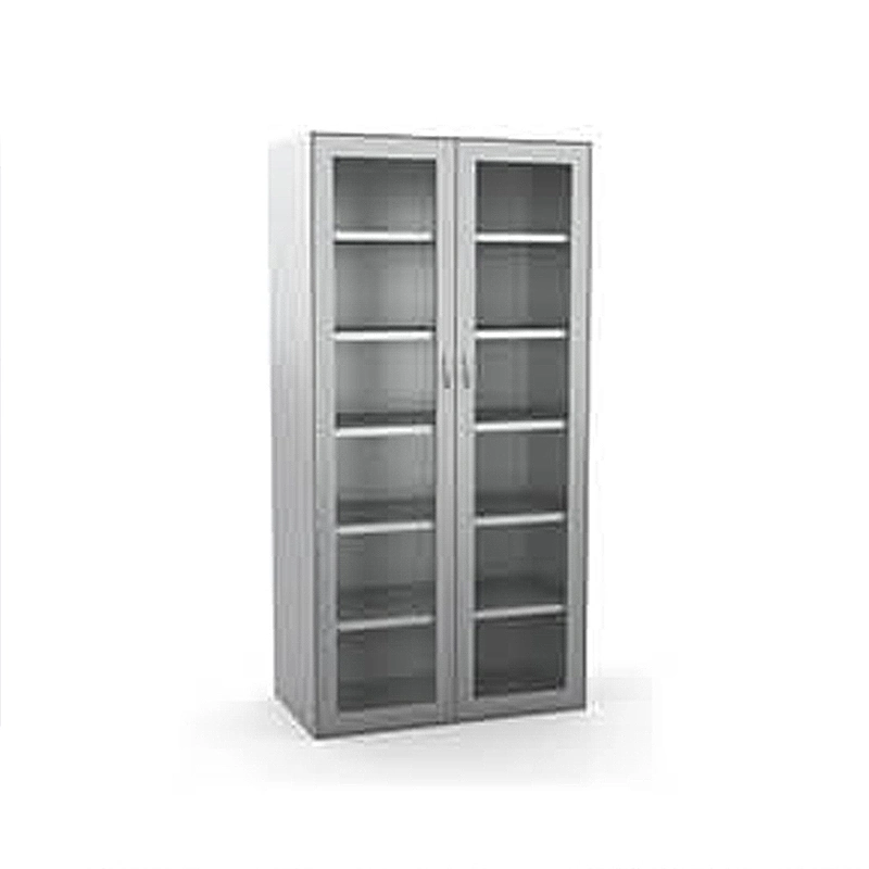 Doctor's Office 2 Tier 4 Glass Door Steel Wall Design Bookshelf Metal Filing Glass Display Cabinet