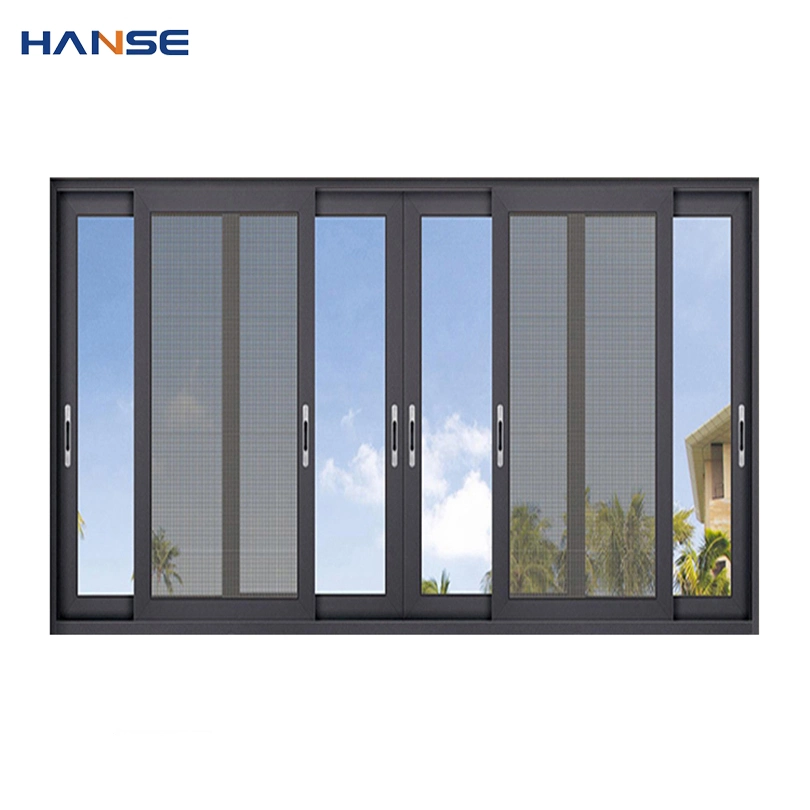 Custom Metal Window with Burglar Proof Designs Insect Prevention Screen Aluminium 3 Tracks Sliding Window