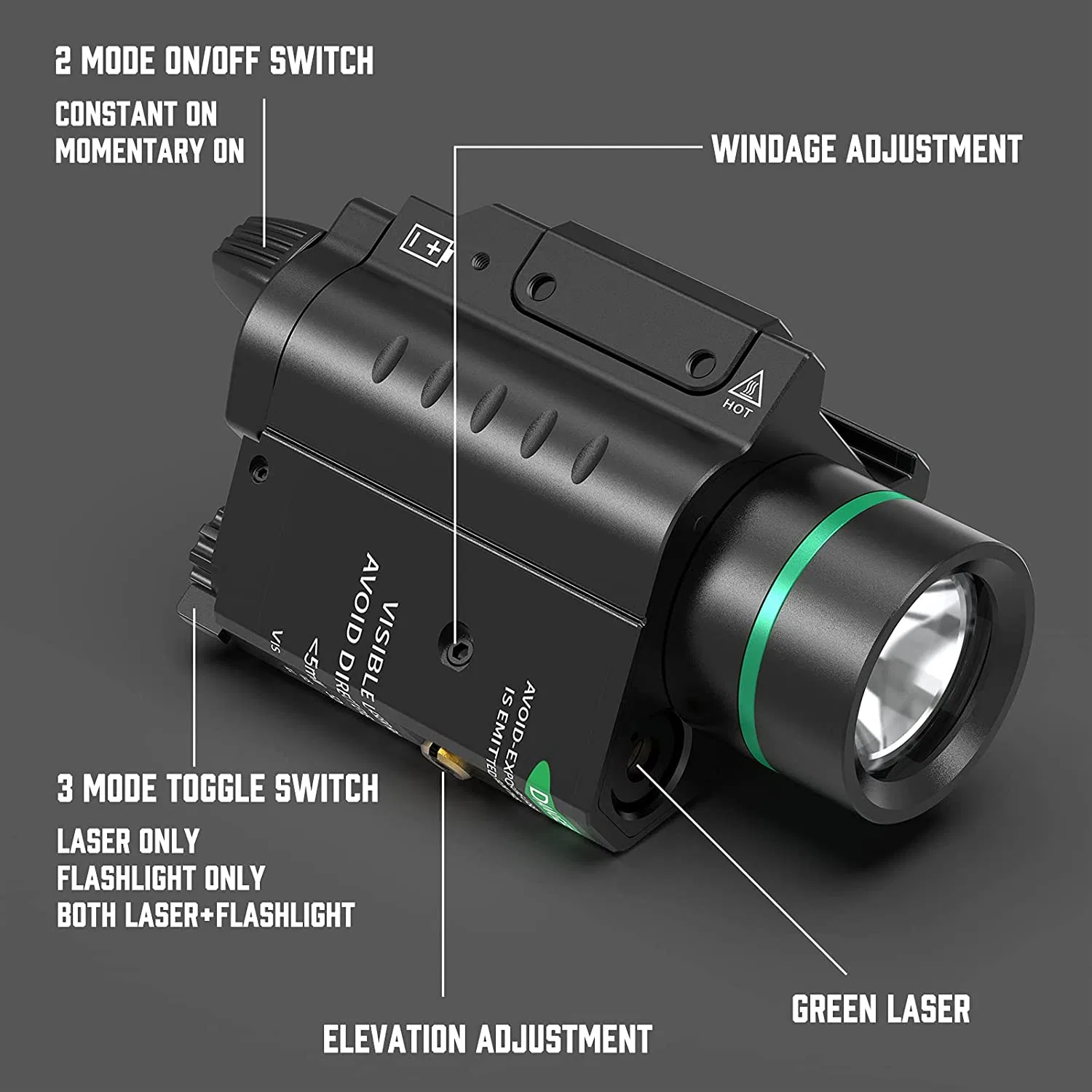 Hot Sale Long Distance Hunting Laser Pointers Scope Green Laser Gun Sight Gun Flashlight for Rifles and Pistol