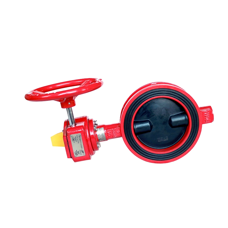 Fire Protection UL FM Approved Red Wafer Butterfly Valve with Signal Gearbox 12"