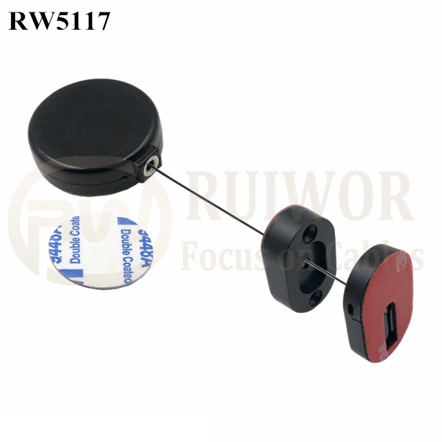 RW5117 Round Mini Anti Lost Recoiler Plus Magnetic Clasps Cable Holder