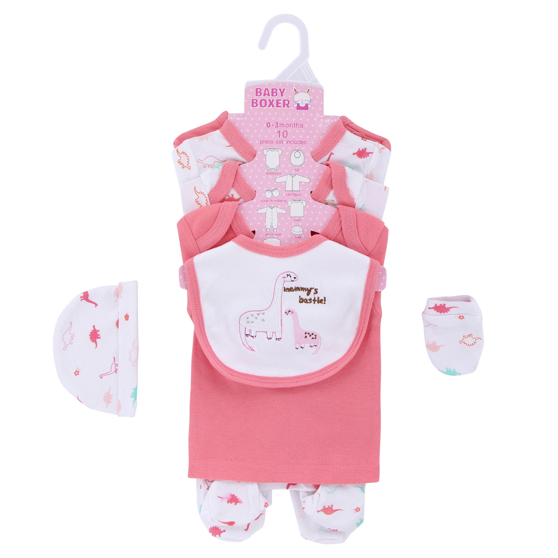 Wholesale/Supplier 5PCS Pack Newborn ensemble de vêtements bébé pyjama bébé Rompers Ensembles-cadeaux chaussettes à motif moufles et bavette bonnet en coton barboteuse pour garçons Ensemble de vêtements pour bébé